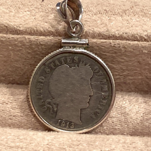 Rare 1913 Barber Silver Dime Pendant - Picture 5 of 5